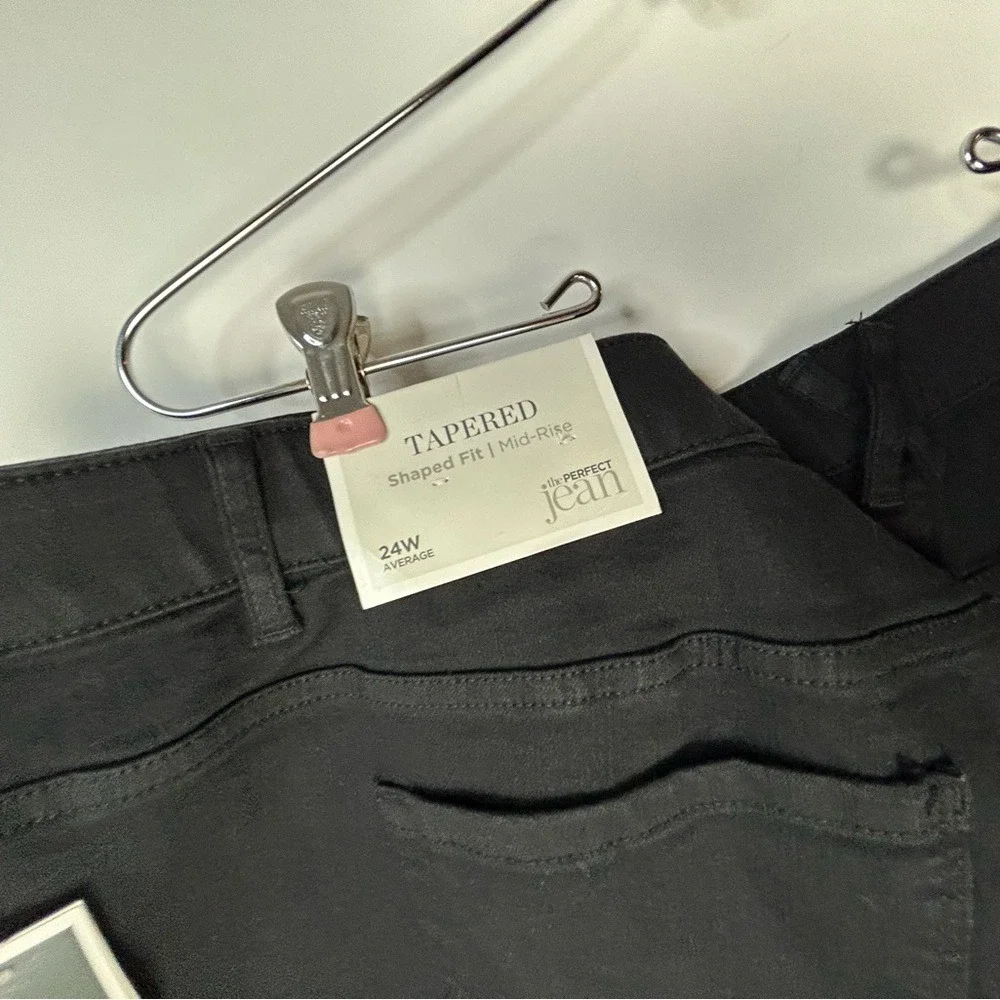 CJ Banks Signature Slimming Tapered Mid Rise Black Jeans 24W‎ NWT - Picture 12 of 14